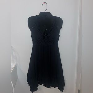 Free People Adella lace bodice mini dress in black